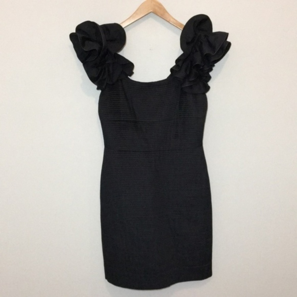 Anthropologie Leifsdottir black pleat ruffle dress
